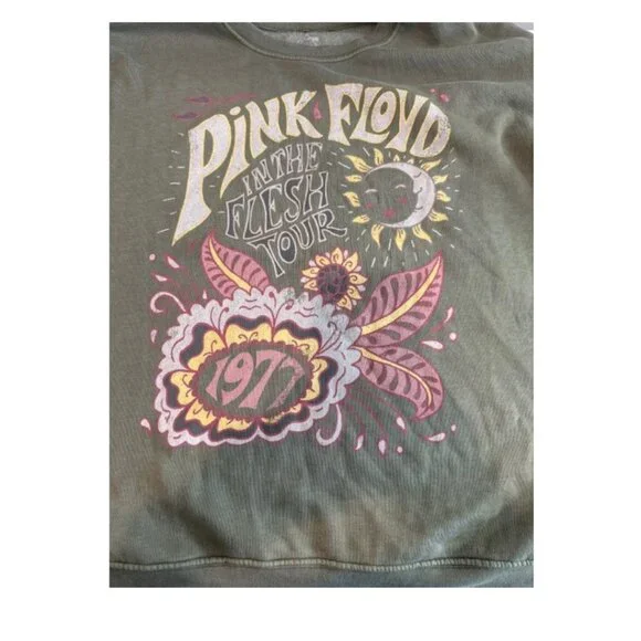 Pink Floyd In The Flesh Tour Graphic Sweatshirt XL Green Vintage Style - Picture 7 of 9